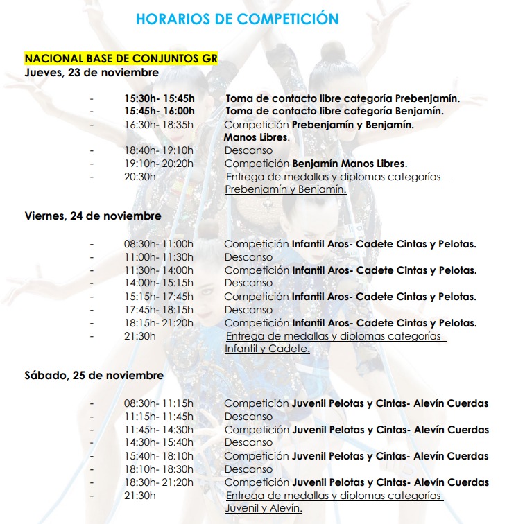 Programa General Nacional Base de Conjuntos y 3&ordf; Fase Copa de Espa&ntilde;a de Conjuntos (23-26 de noviembre, Pamplona)